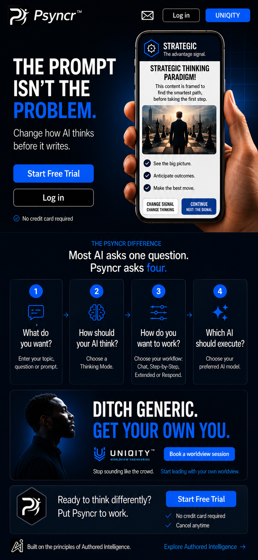 Psyncr — The Prompt Isn't the Problem. Change how AI thinks before it writes.